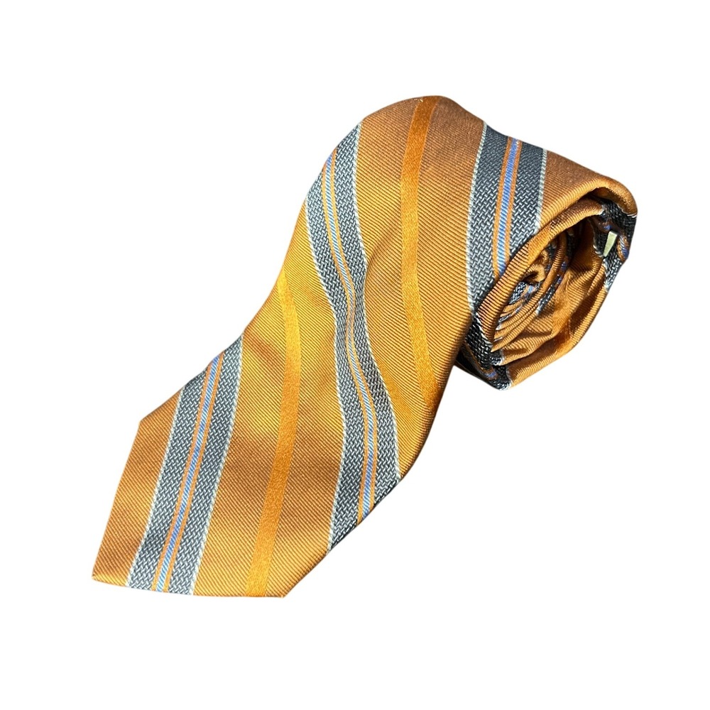 Jos A Bank Heritage Collection Orange Striped Necktie Silk‎ Made in Italy